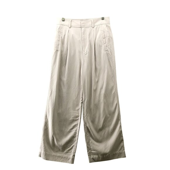 Everlane Pants - Everlane Way High Drape Pant Womens 6S Short Cream Pleated Wide Leg High Waist